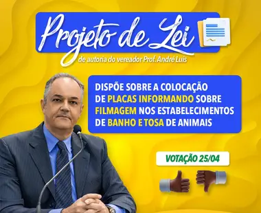 Com projeto de lei do vereador Prof. André Luis, pet shops devem informar se possuem videomonitoramento