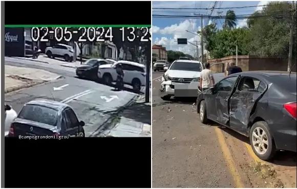 Vídeo: caminhonete que seguia no corredor de ônibus provoca acidente na Rua Brilhante